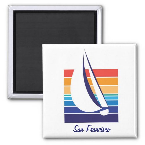 Boat Color Square_San Francisco Magnet
