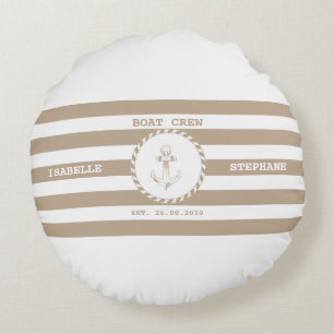 Boat Crew Brown Tyla Round Pillow
