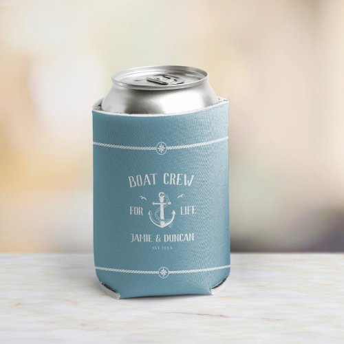 Boat Crew For Life Nautical Modern Custom Name Can Cooler