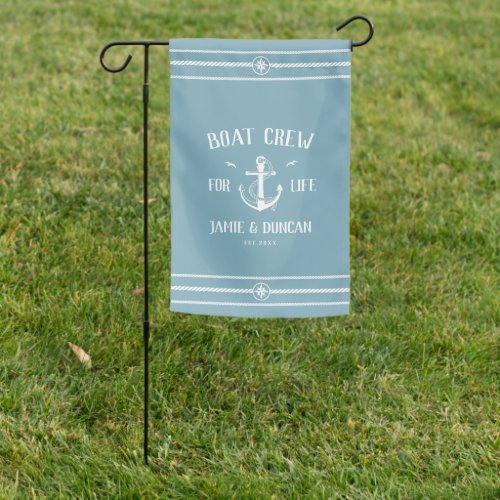 Boat Crew For Life Nautical Modern Custom Name Garden Flag