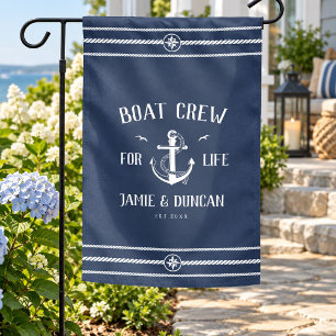 Boat Crew For Life Nautical Modern Custom Name Garden Flag