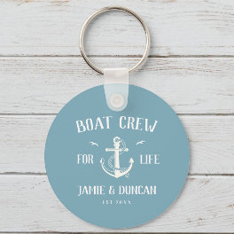 Boat Crew For Life Nautical Modern Custom Name Keychain
