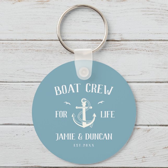 Boat Crew For Life Nautical Modern Custom Name Keychain (Creator Uploaded)