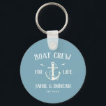 Boat Crew For Life Nautical Modern Custom Name Keychain<br><div class="desc">Boat crew for Life! Modern anchor keychain in classic nautical open seas blue and white showcasing your names and date surrounded by rope details. Great gift for boat lovers for Valentine's day,  newlyweds,  weddings,  vow renewals,  or anniversaries.</div>