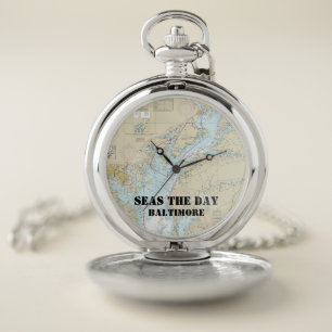 ⛵Boat Custom Name Baltimore Home Port Nautical Pocket Watch
