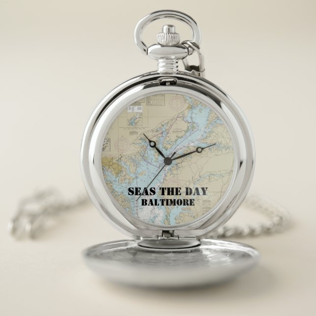 ⛵Boat Custom Name Baltimore Home Port Nautical Pocket Watch (Inside)