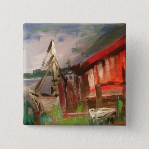 Boat Dock painting Button by Willowcatdesigns