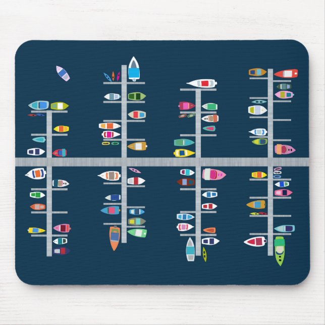 Boat Docks- Multi on Navy Mouse Pad (Front)