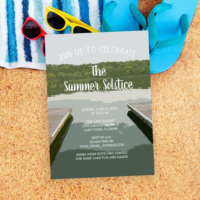 Boat Docks Summer Solstice Lake Party Invitation (Creator Uploaded)