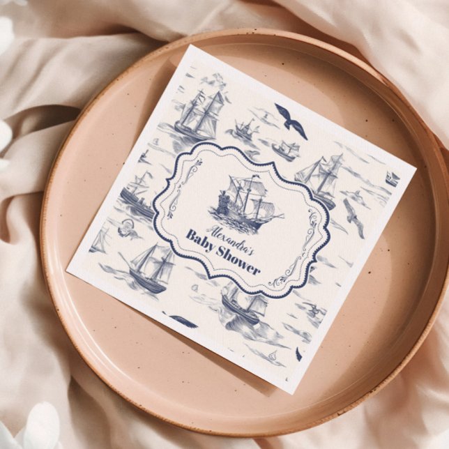 Boat Elegant Toile Nautical Baby Shower Napkins (Creator Uploaded)