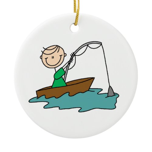 Boat Fishing Ceramic Ornament