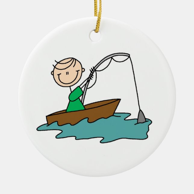 Boat Fishing Ceramic Ornament (Front)