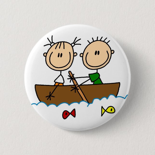 Boat Fishing Stick Figure Button (Front)