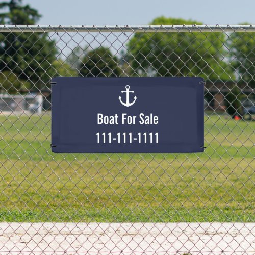 Boat For Sale Blue and White Phone Number Template Banner