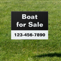 Boat For Sale & Phone Number Black and White Text