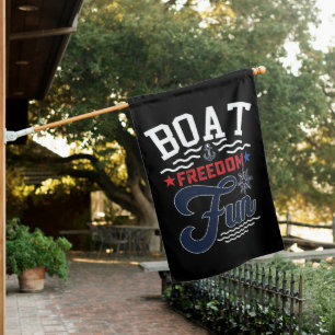 Boat Freedom Fun 4th Of July Boater House Flag