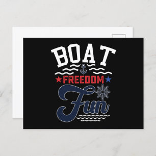 Boat Freedom Fun 4th Of July Boater  Postcard