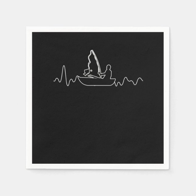 Boat Heart Rate Fishing Boating Heartbeat Gift Napkins (Front)
