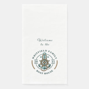 Boat House Anchor Boat Wheel Year Est Personalized Paper Guest Towels