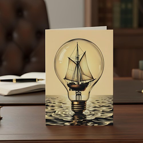 Boat in a Lightbulb | Happy Birthday for Husband Card