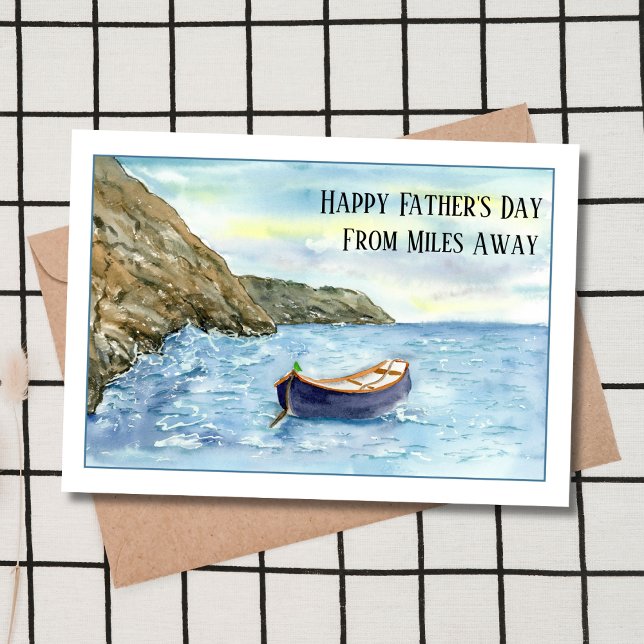 Boat In Mediterranean Ocean Happy Father's Day Card (Creator Uploaded)