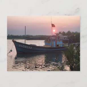 Boat in River at Sunset, Hoi An, Vietnam Postcard