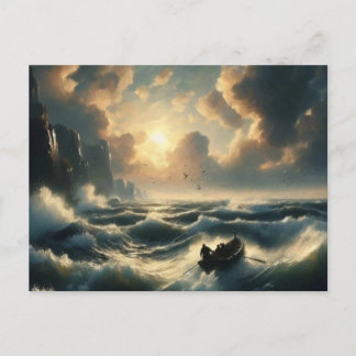 Boat in Rough Waters, Postcard