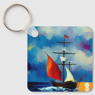 Boat in the Night Keychain