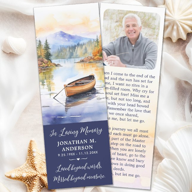 Boat Lake Memorial Photo Funeral Prayer Card Bookmarks (Creator Uploaded)