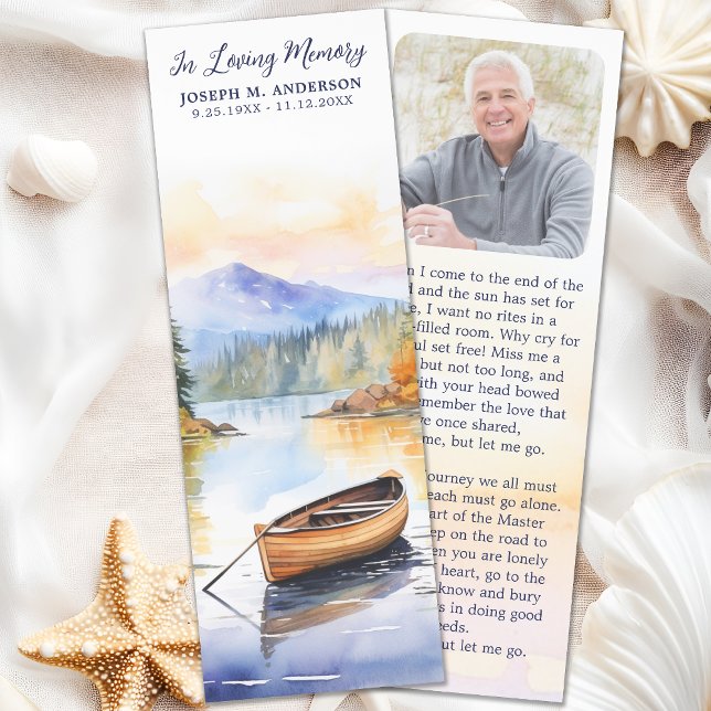 Boat Lake Memorial Sympathy Photo Funeral Prayer Bookmarks (Creator Uploaded)