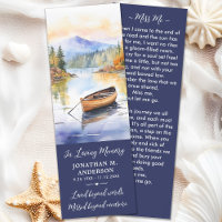 Boat Lake Modern Memorial Funeral Prayer Card