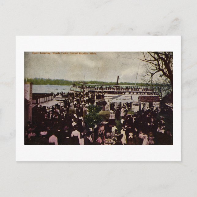 Boat Landing Reeds Lake Grand Rapids, Michigan Postcard (Front)