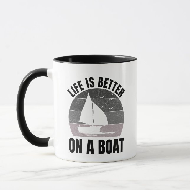 Boat Lover Boaters Sailing Sailor Sailboat Fishing Mug (Left)