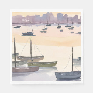 Boat Marina Watercolor Ocean Bay Napkins