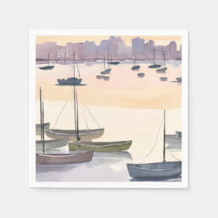 Boat Marina Watercolor Ocean Bay Napkins