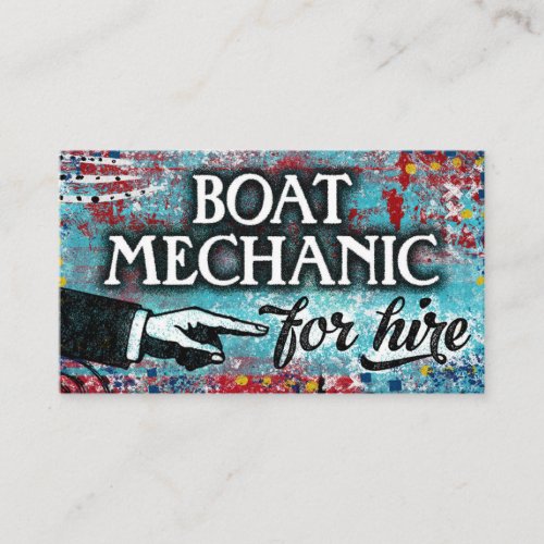 Boat Mechanic For Hire Business Cards _ Blue Red