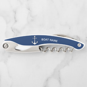 Boat Name Anchor Blue Corkscrew