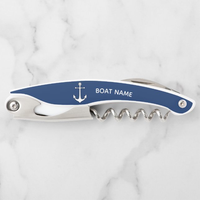  Boat Name Anchor Blue Corkscrew (Front)