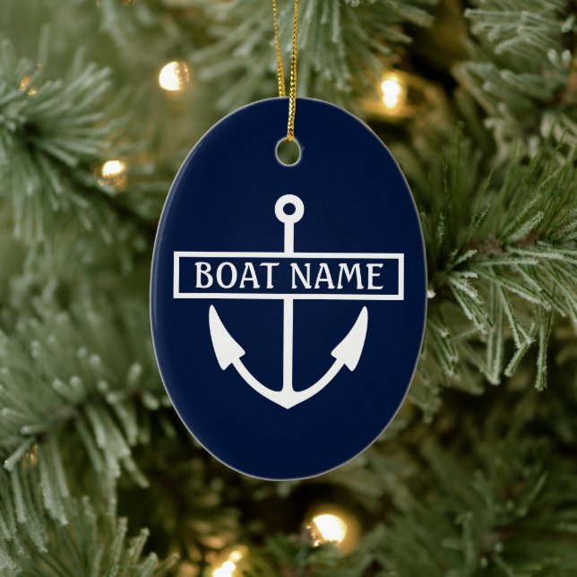 Boat Name Anchor Ceramic Ornament (Tree)