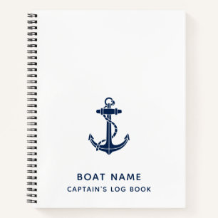 Boat Name Anchor Cruise Trip Swag Captain Log Notebook