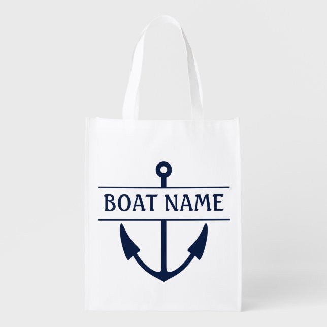 Boat Name Anchor Grocery Bag (Front)