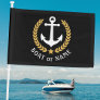 Boat Name Anchor Laurel Star Navy Black Boat or Car Flag