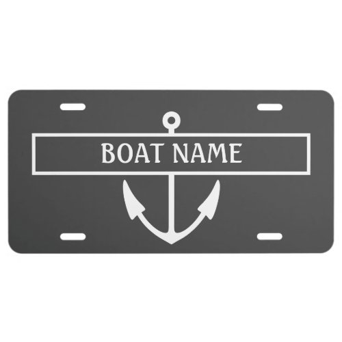 Boat Name Anchor License Plate
