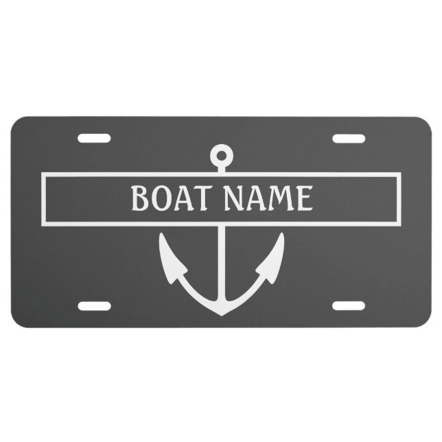 Boat Name Anchor License Plate (Front)