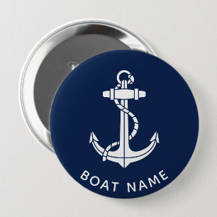 Boat Name Anchor Nautical Custom Button
