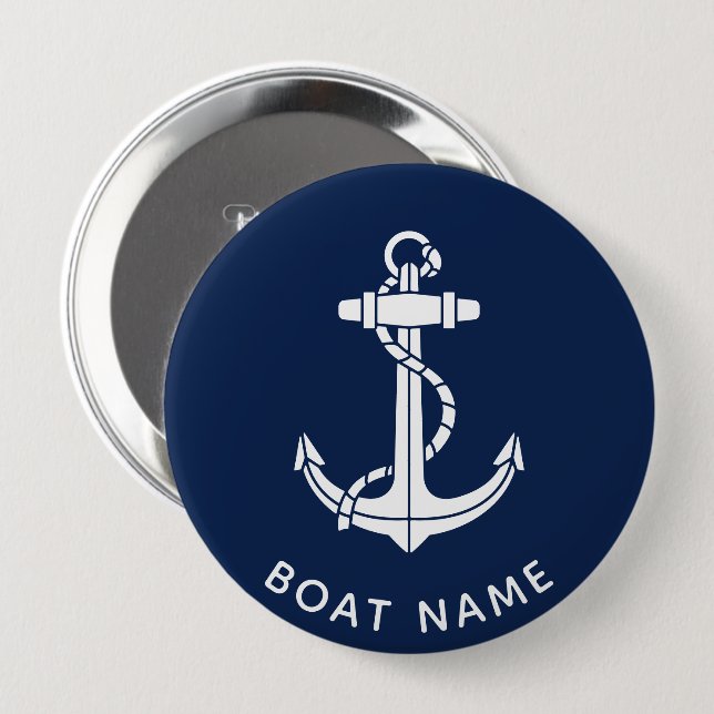 Boat Name Anchor Nautical Custom Button (Front & Back)