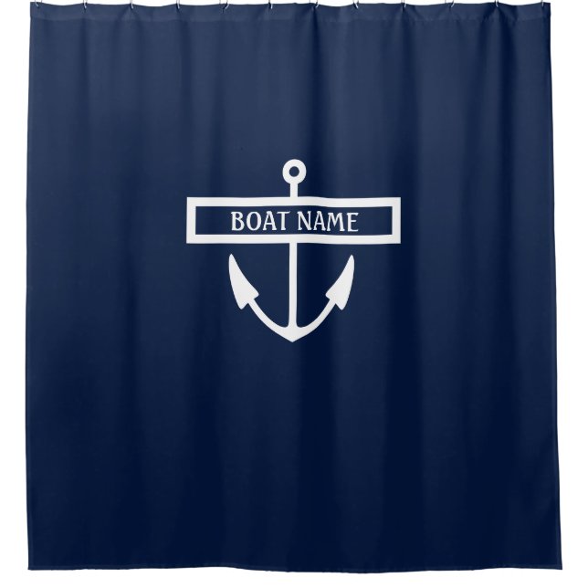 Boat Name Anchor Shower Curtain (Front)