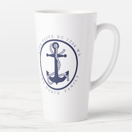 Boat Name and Anchor NavyMint ID619 Latte Mug