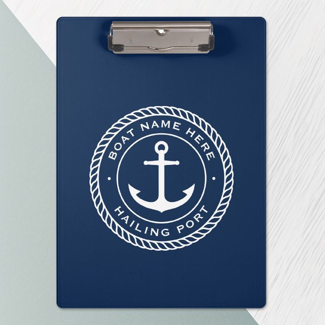 Boat name and hailing port anchor rope border clipboard (Creator Uploaded)