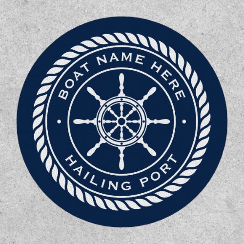 Boat name and hailing port nautical ships wheel patch